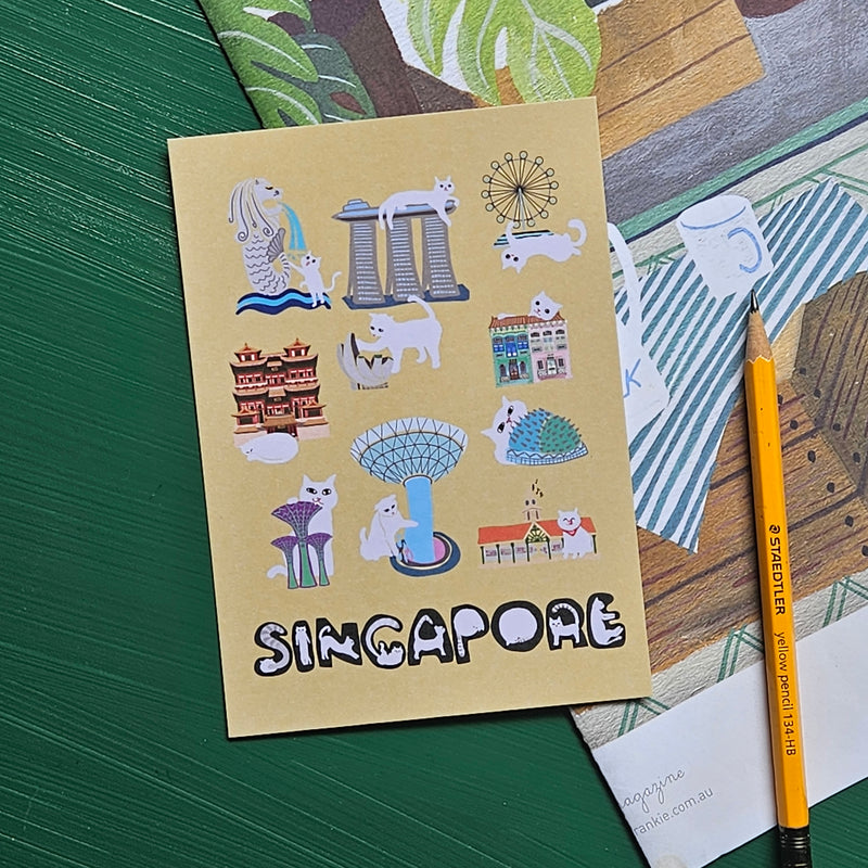 Cats Invade Singapore Landmark Postcard