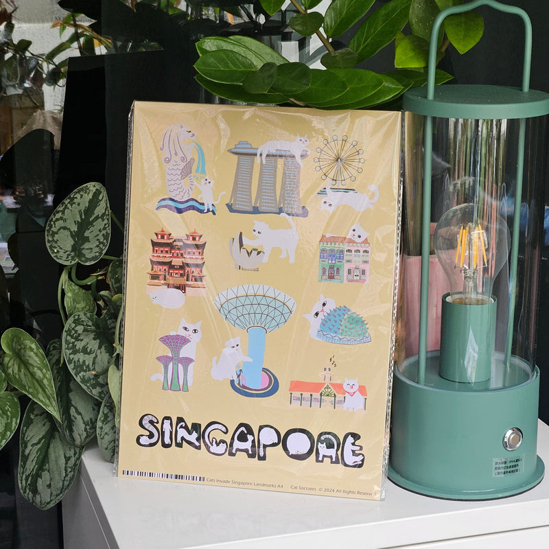 Cats Invade Singapore Landmarks Print