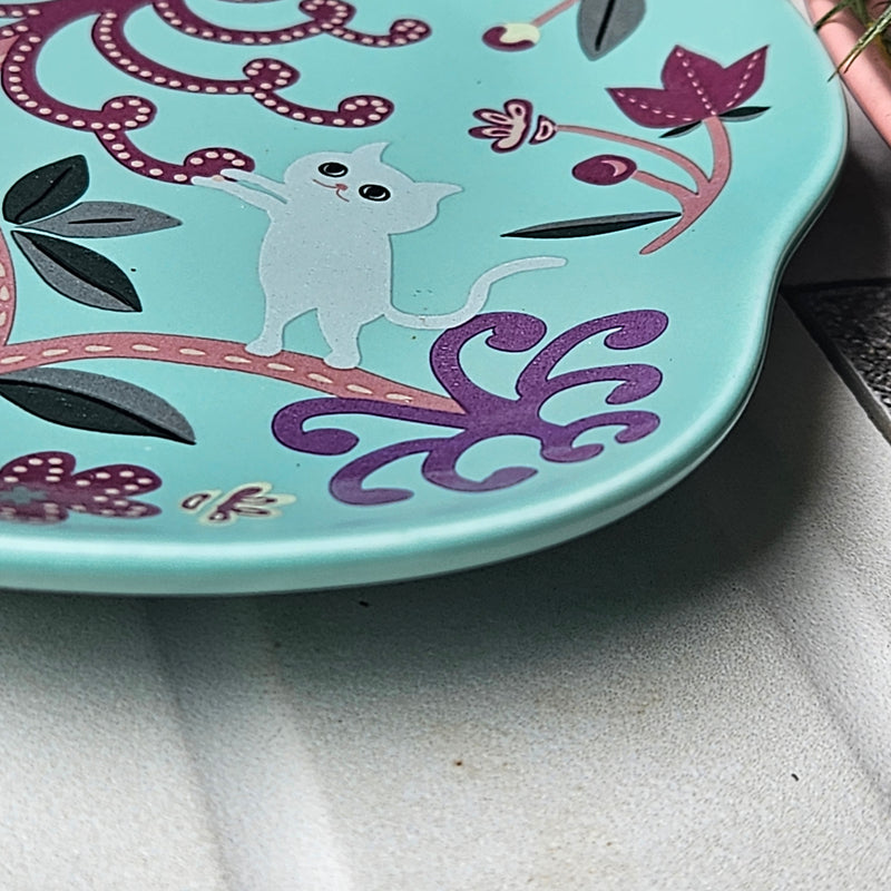 (Pre-order) Batik & Kitty Ceramic Plate - Purple Flora Motif