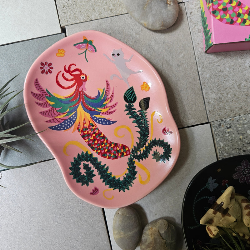 (Pre-order) Batik & Kitty Ceramic Plate - Pink Phoenix