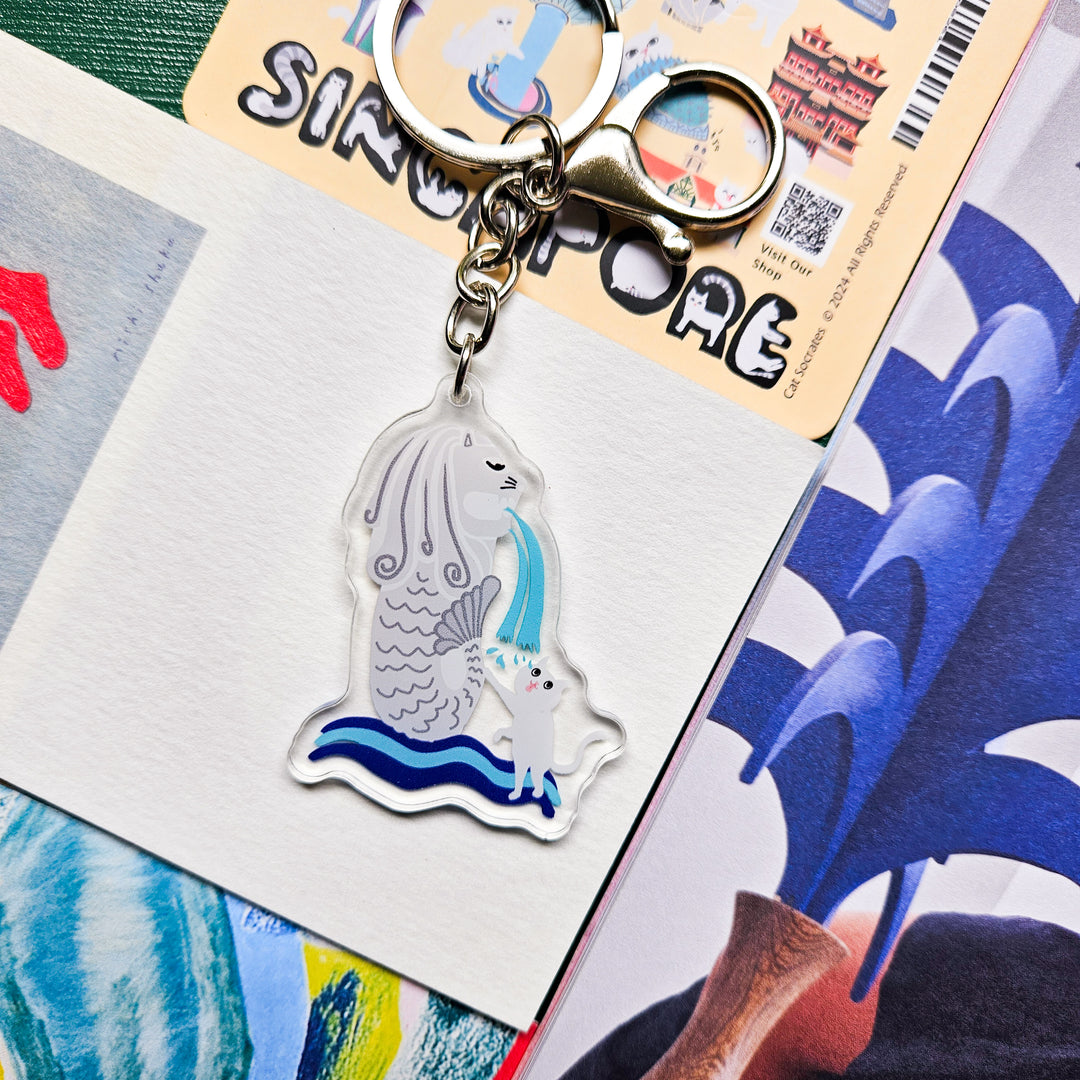 Naughty Kitty & Singapore Landmarks Acryic Keychain – Cat Socrates