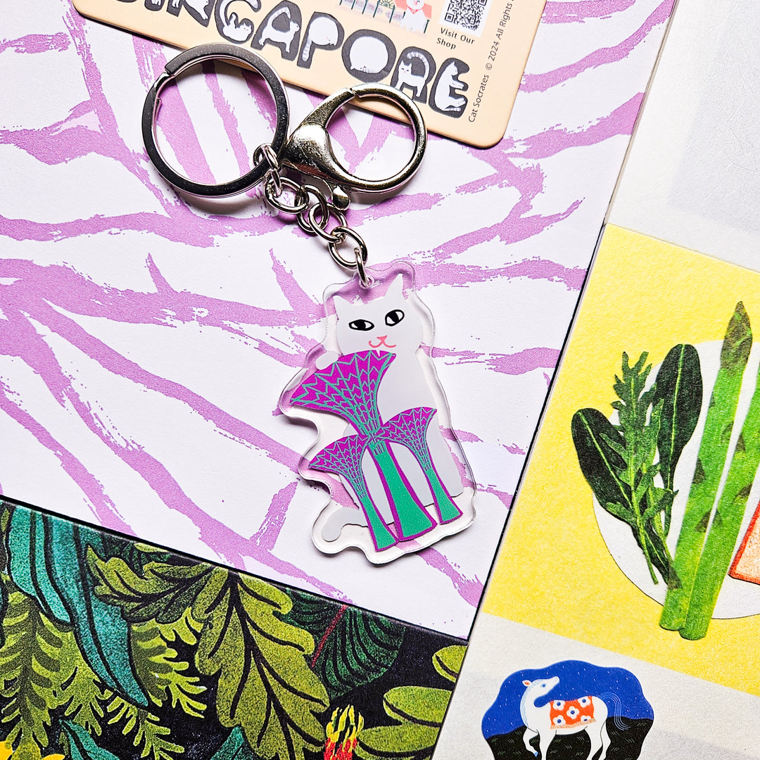 Naughty Kitty & Singapore Landmarks Acryic Keychain – Cat Socrates