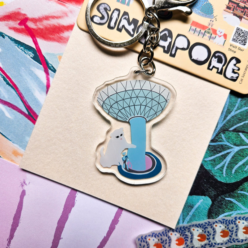 Naughty Kitty &  Singapore Landmarks Acryic  Keychain