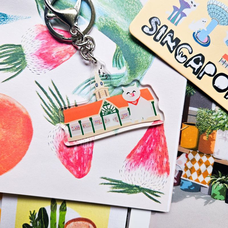 Naughty Kitty &  Singapore Landmarks Acryic  Keychain