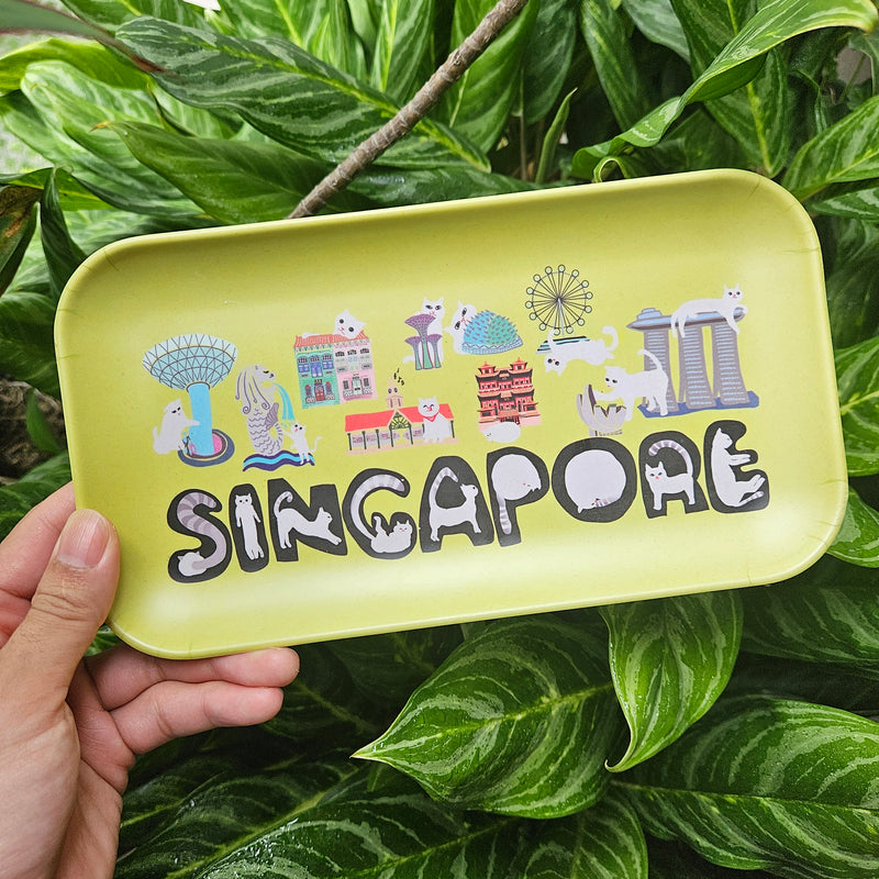 Naughty Kitty & Singapore Landmarks Bamboo Tray