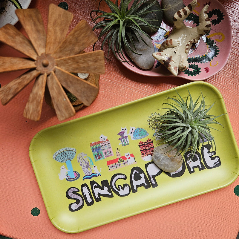 Naughty Kitty & Singapore Landmarks Bamboo Tray