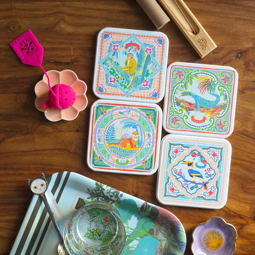 1982 ワニの親子超可愛いSingapore CROcodiuaハンドメイド品 Diatomite Coaster Wildlife in Singapore Collection – Cat Socrates