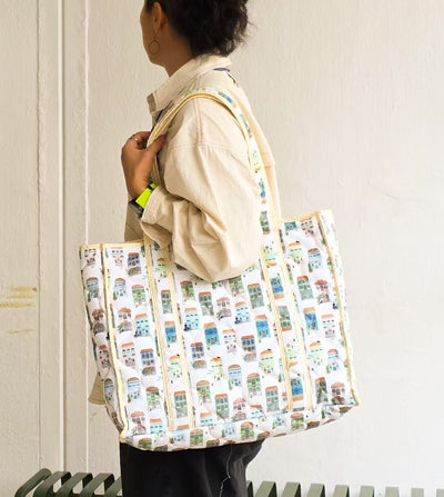 Peranakan Shophouse Carryall Puffer Quilted Tote Bag
