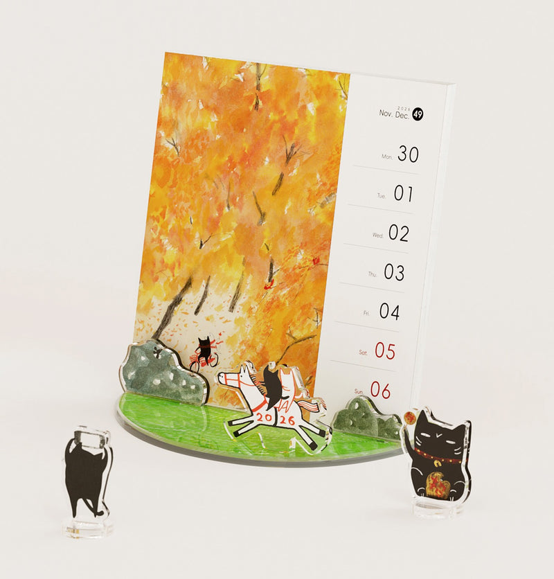 (Pre-order) Black Cat & His Friend 2026 Weekly Desktop Calendar