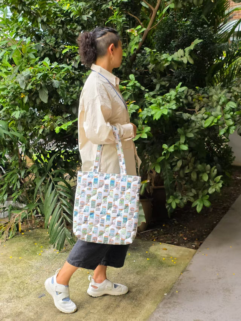 Peranakan Shophouse quilted tote bag