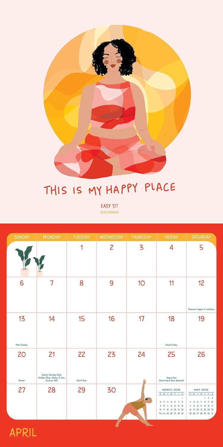 Yoga Is My Happy Place Wall Calendar 2025