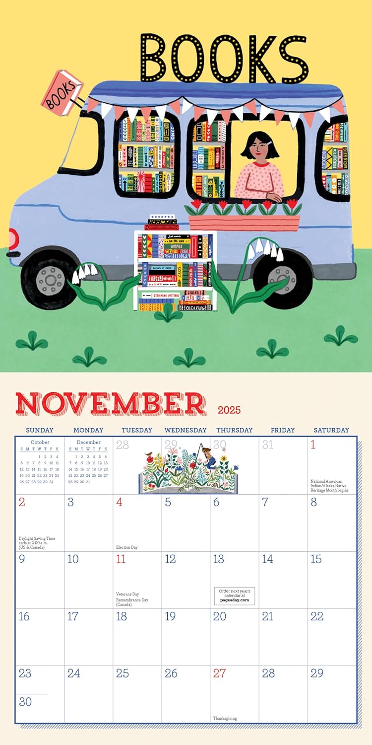 Book Nerd Mini Wall Calendar 2025