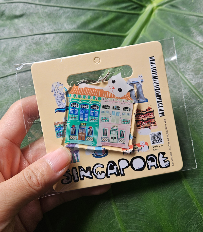 Naughty Kitty &  Singapore Landmarks Acryic  Keychain