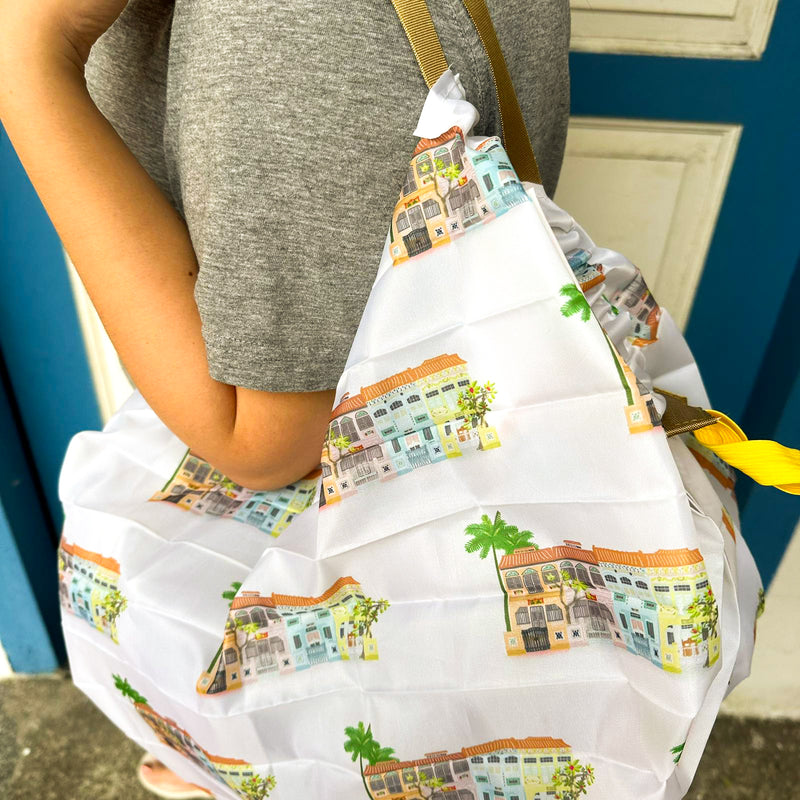 Instantly Fold Shopper Bag Peranakan Shophouse Yellow