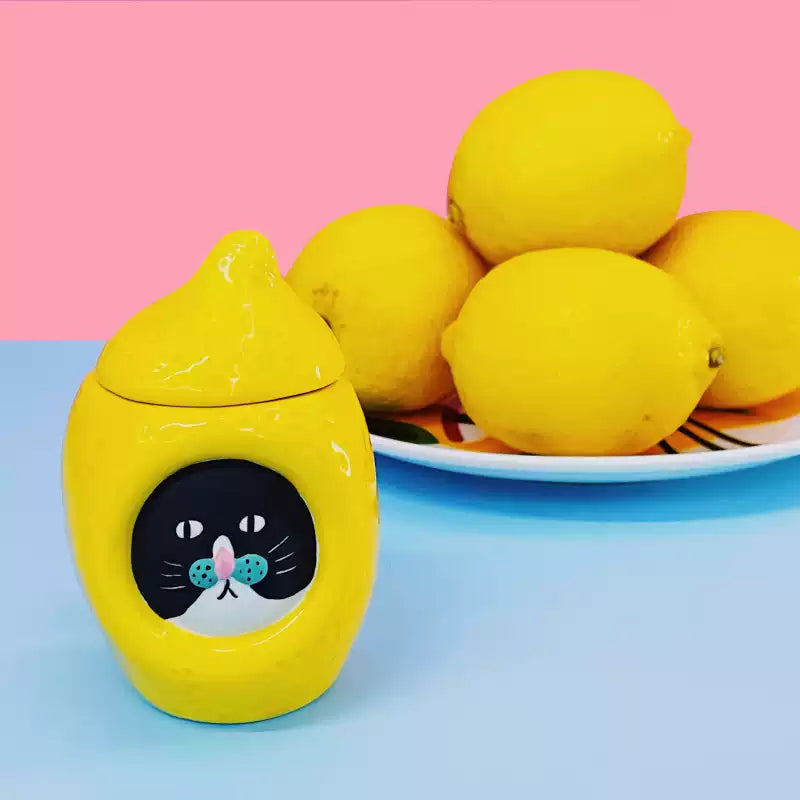 Lemon Cat Ceramic Small Jar