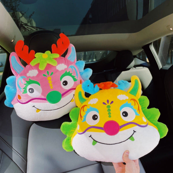 Dragon Prince & Princess Embroidery Car Seat Head Cushion