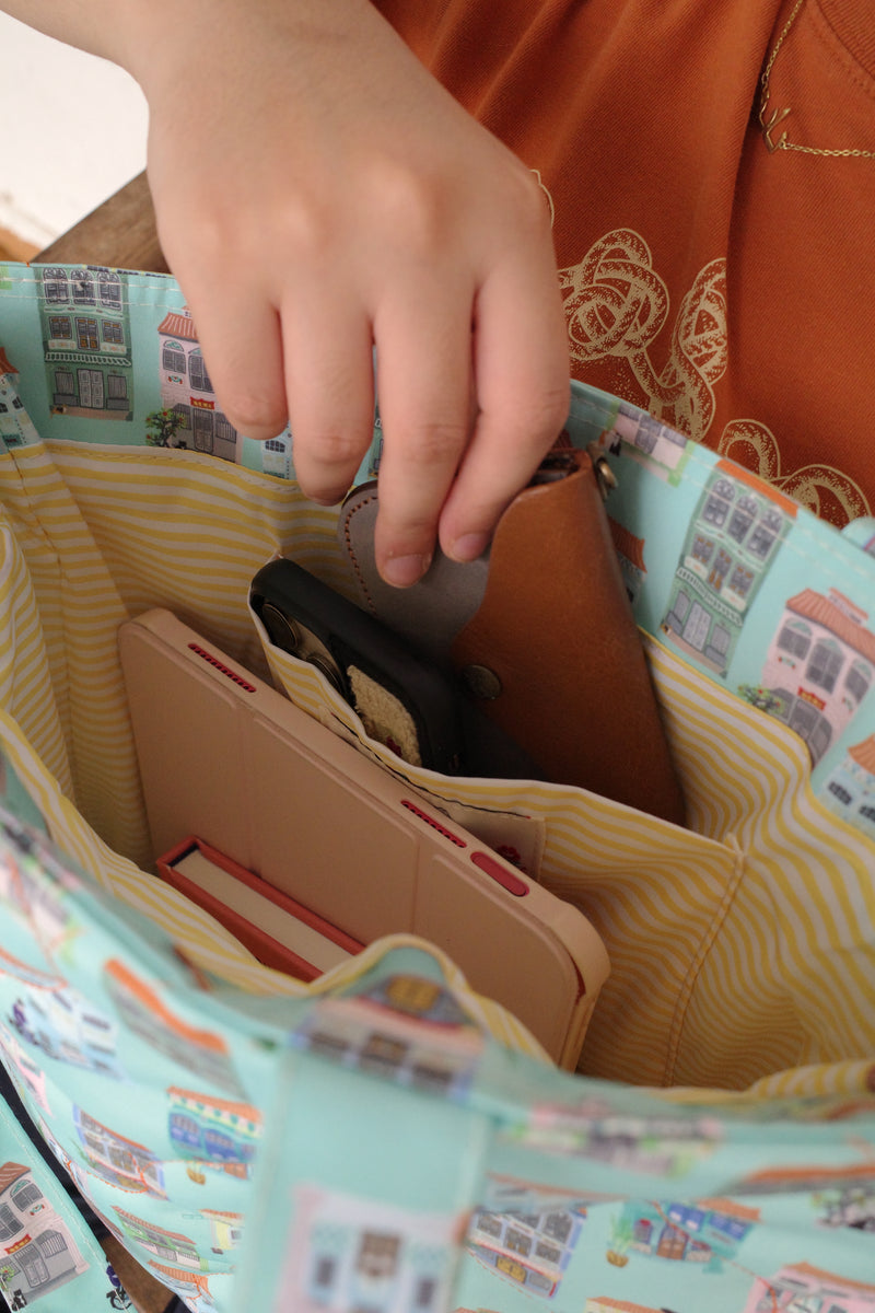 Peranakan Shophouse quilted tote bag