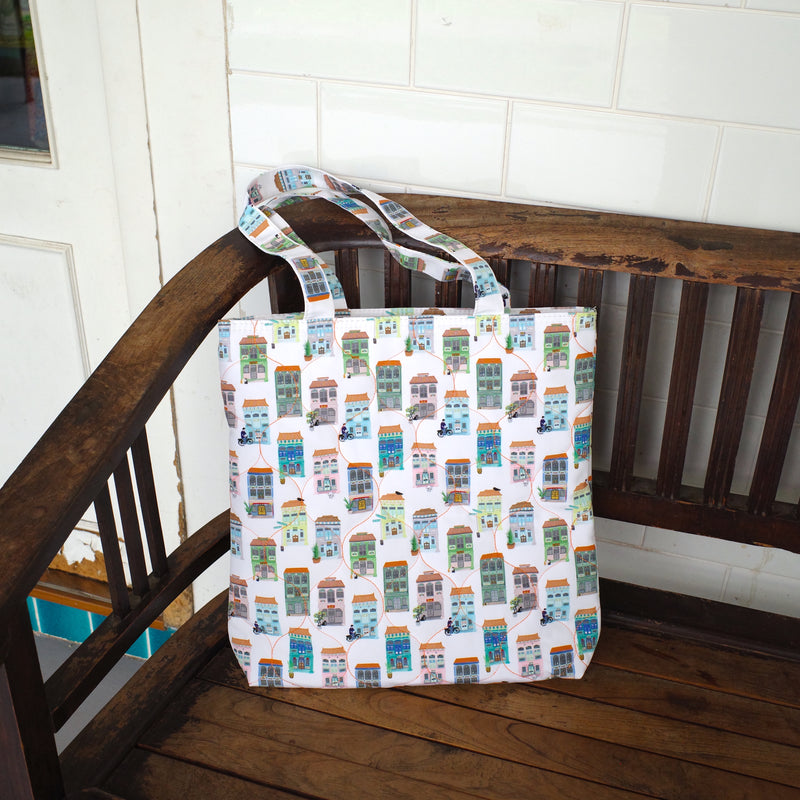 Peranakan Shophouse Quilted Tote Bag