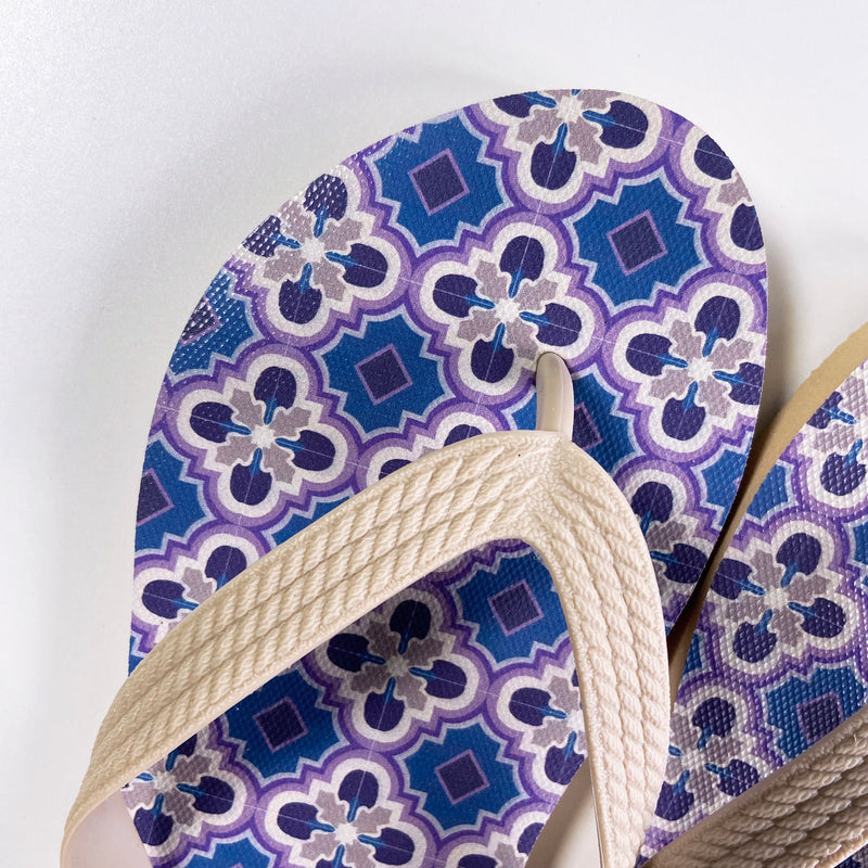 Peranakan Tile Flip-flops Purple tile