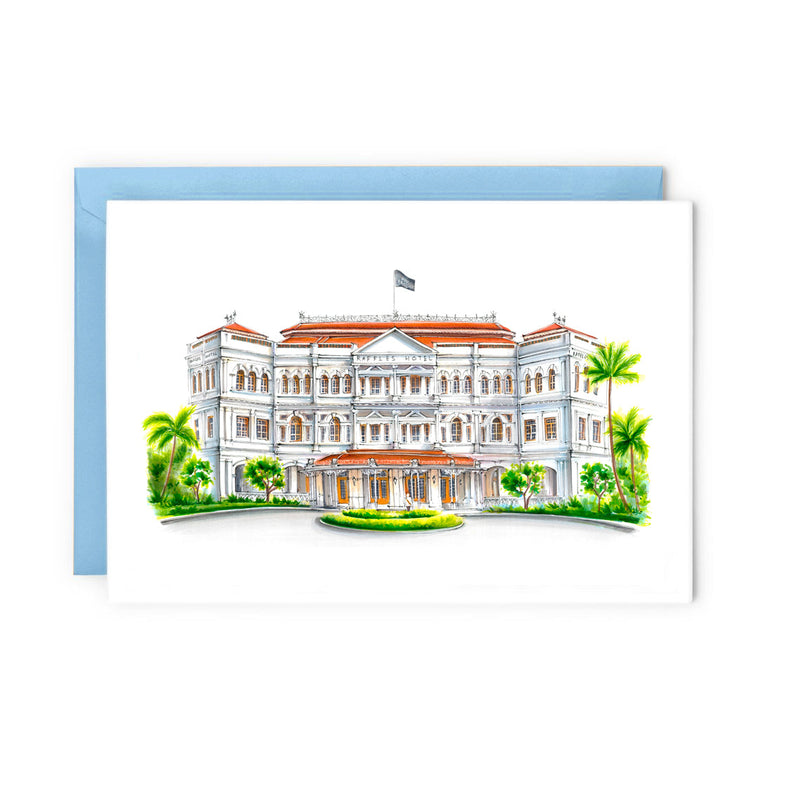 Watercolor Singapore Greeting Card Raffles Hotel