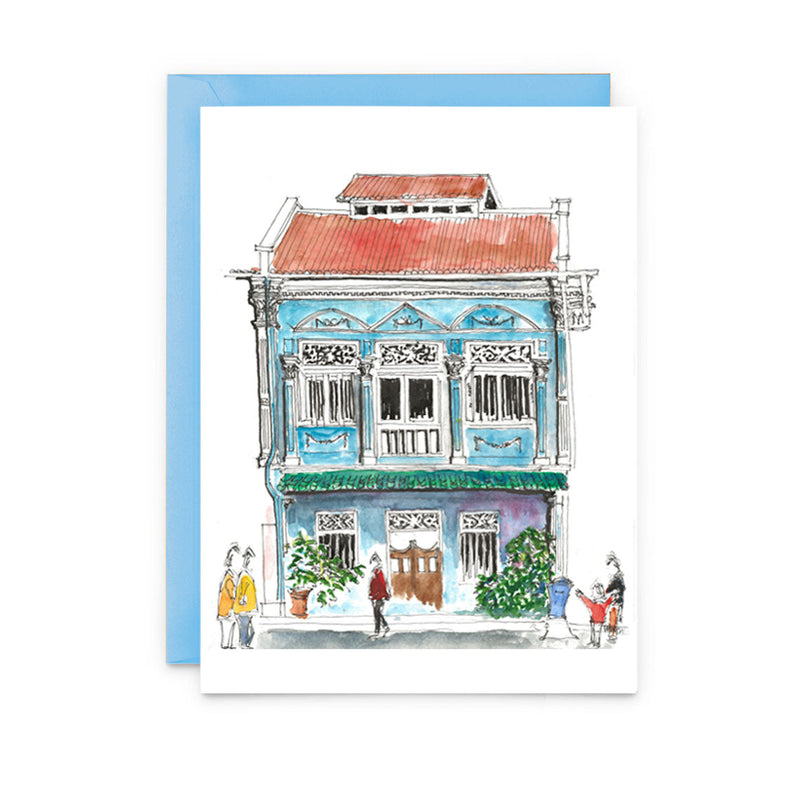 Watercolor Singapore Greeting Card Craig Road Shophouse