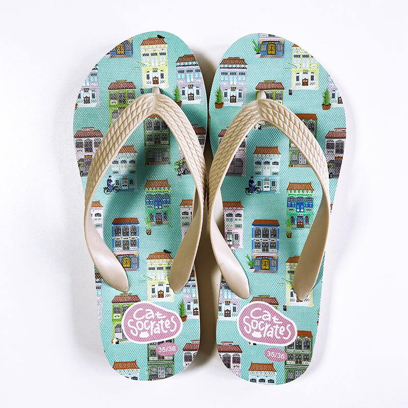 (Pre-order) Peranakan Shophouse Flip-flops Mint