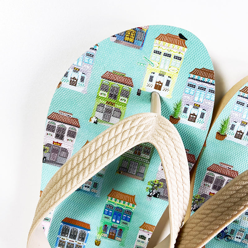 (Pre-order) Peranakan Shophouse Flip-flops Mint