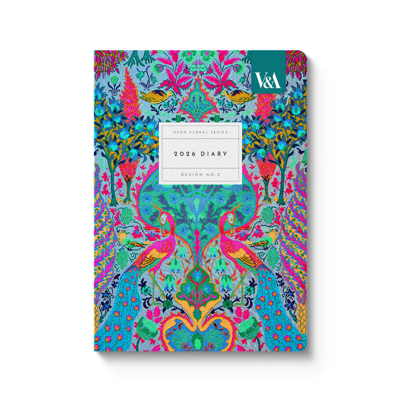 2026 Neon Floral Peacock Premium Paperback Diary