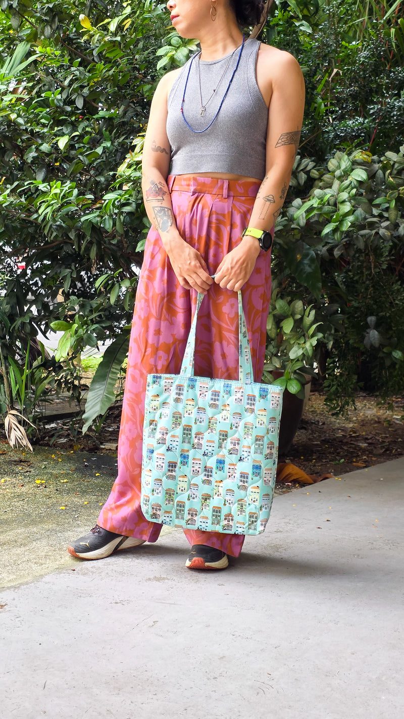 Peranakan Shophouse Quilted Tote Bag