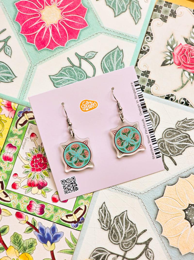 Peranakan Tile Acrylic Earring collection