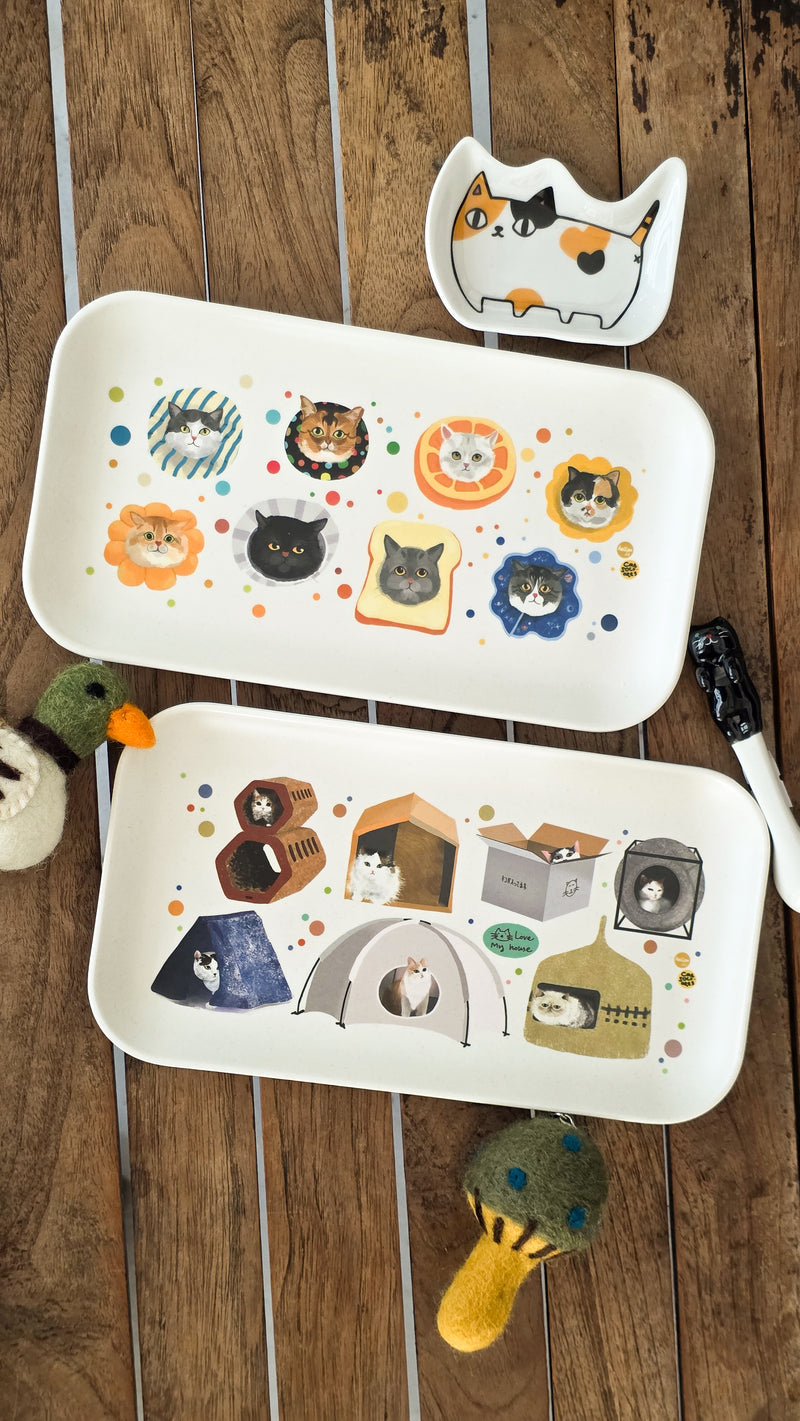 Neko kao Cat face Bamboo Tray