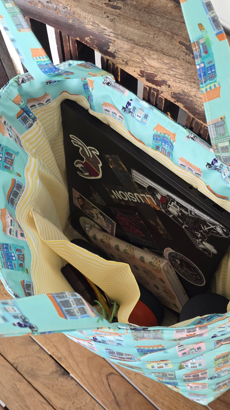 Peranakan Shophouse Quilted Tote Bag