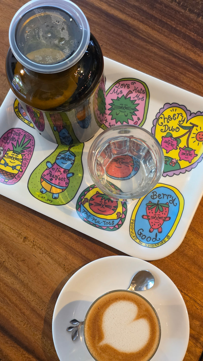 Fruity Cats by Cat.jpeg Bamboo Tray