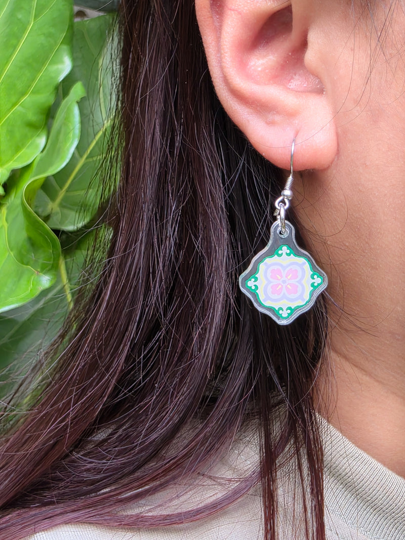 Peranakan Tile Acrylic Earring collection
