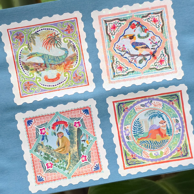 Wild life in Singapore stamp sticker set
