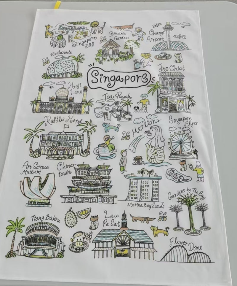 Walk Around Singapore Tea Towel (Pre-order)