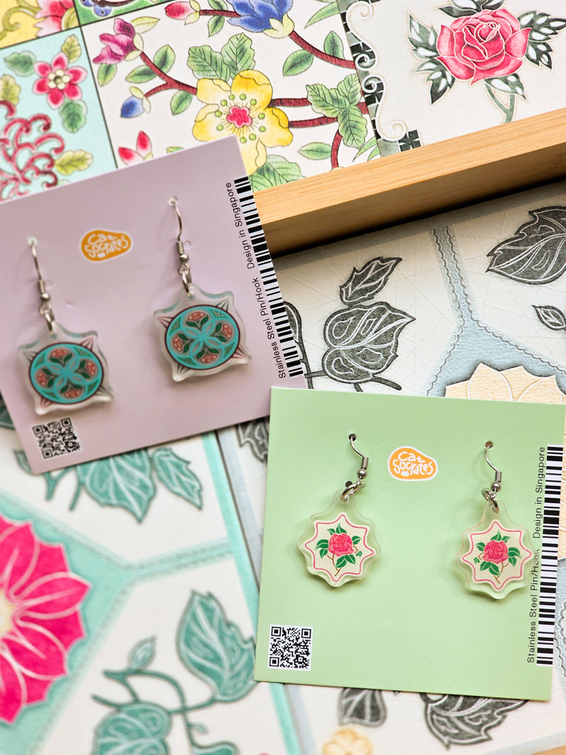 Peranakan Tile Acrylic Earring collection