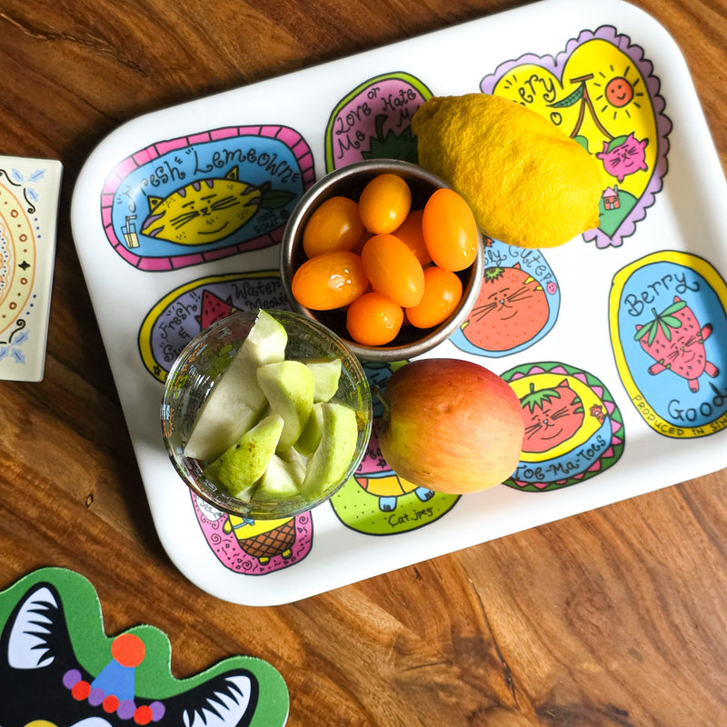 Fruity Cats by Cat.jpeg Bamboo Tray