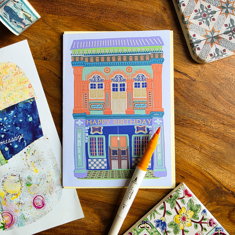 Pop Art Shophouse Birthday Card