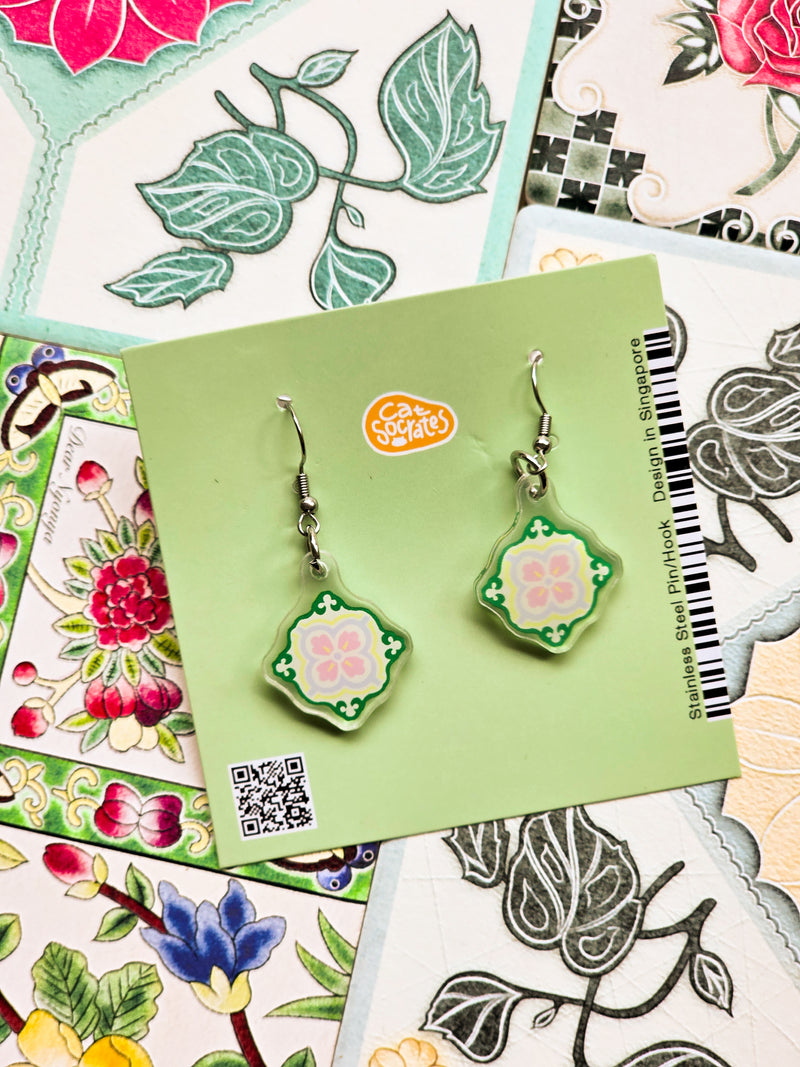 Peranakan Tile Acrylic Earring collection