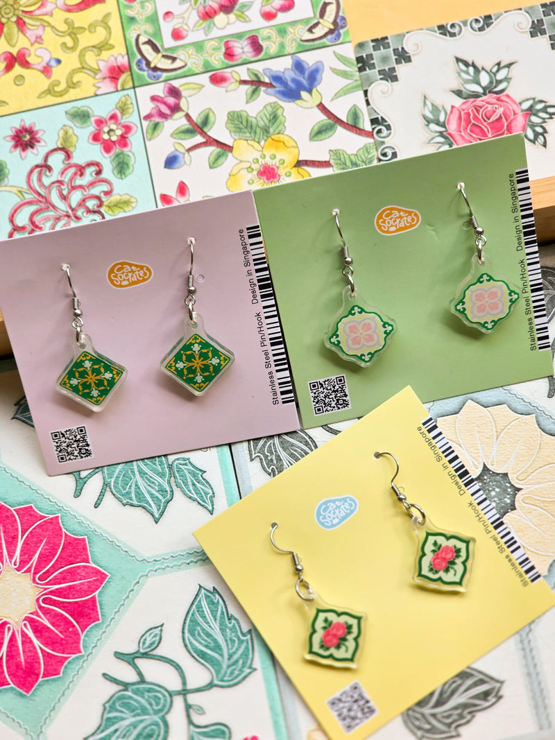 Peranakan Tile Acrylic Earring collection