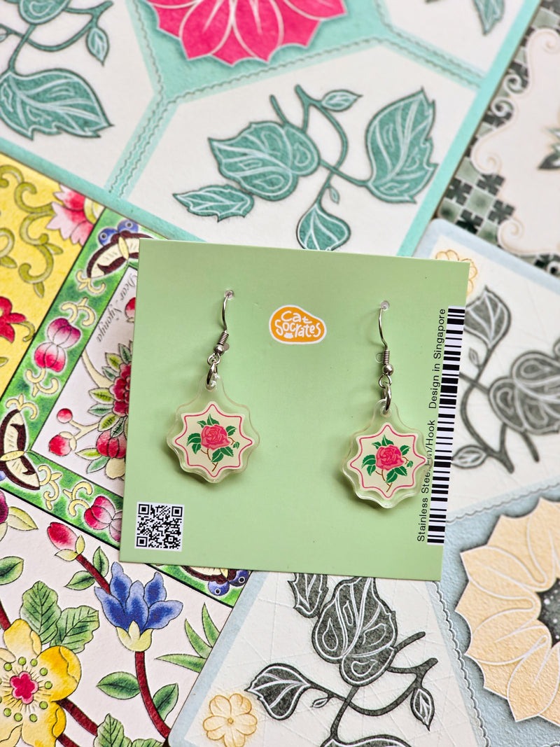 Peranakan Tile Acrylic Earring collection