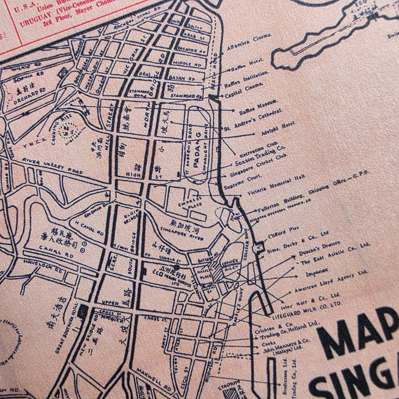 Vintage Singapore Map Postcard