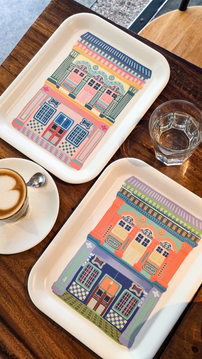 Pop Art color Shophouse Bamboo Tray
