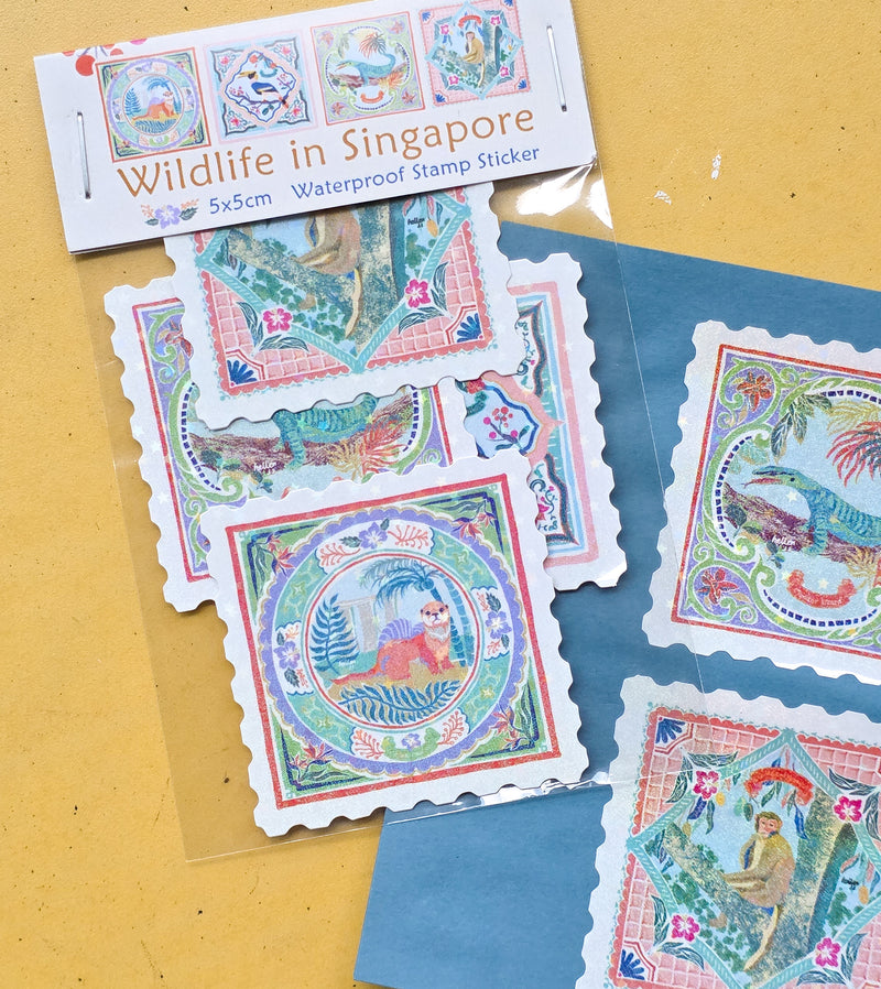 Wild life in Singapore stamp sticker set