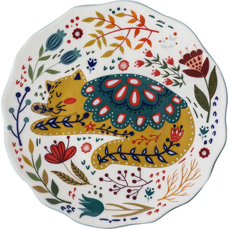Country style Feline Ceramic Plate