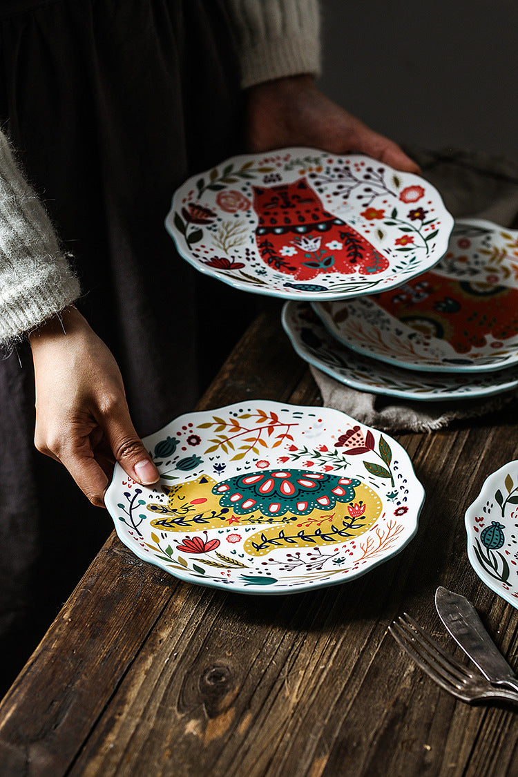 Country style Feline Ceramic Plate