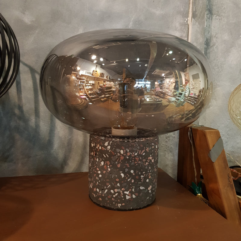 Terrazzo Base Glass Dome Table Lamp