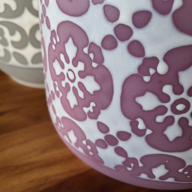 Ceramic Purple Tile Pattern Pot