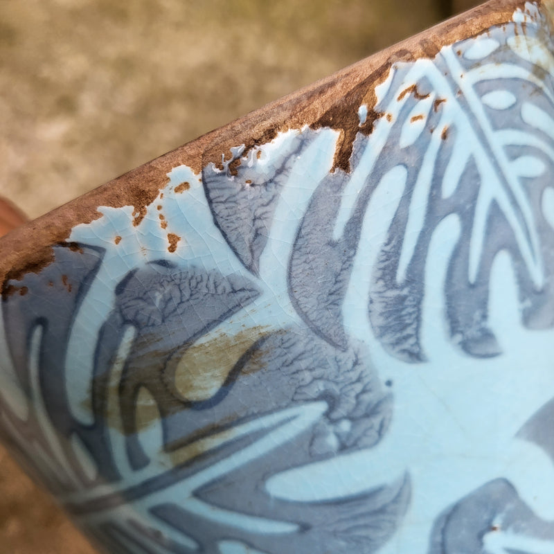 Ceramic Antique style Monstera Print pot
